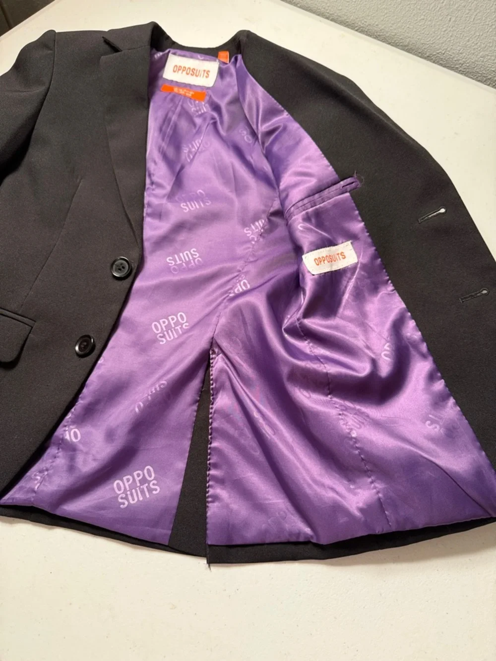 OppoSuits Black Sport Coat with Purple Lining